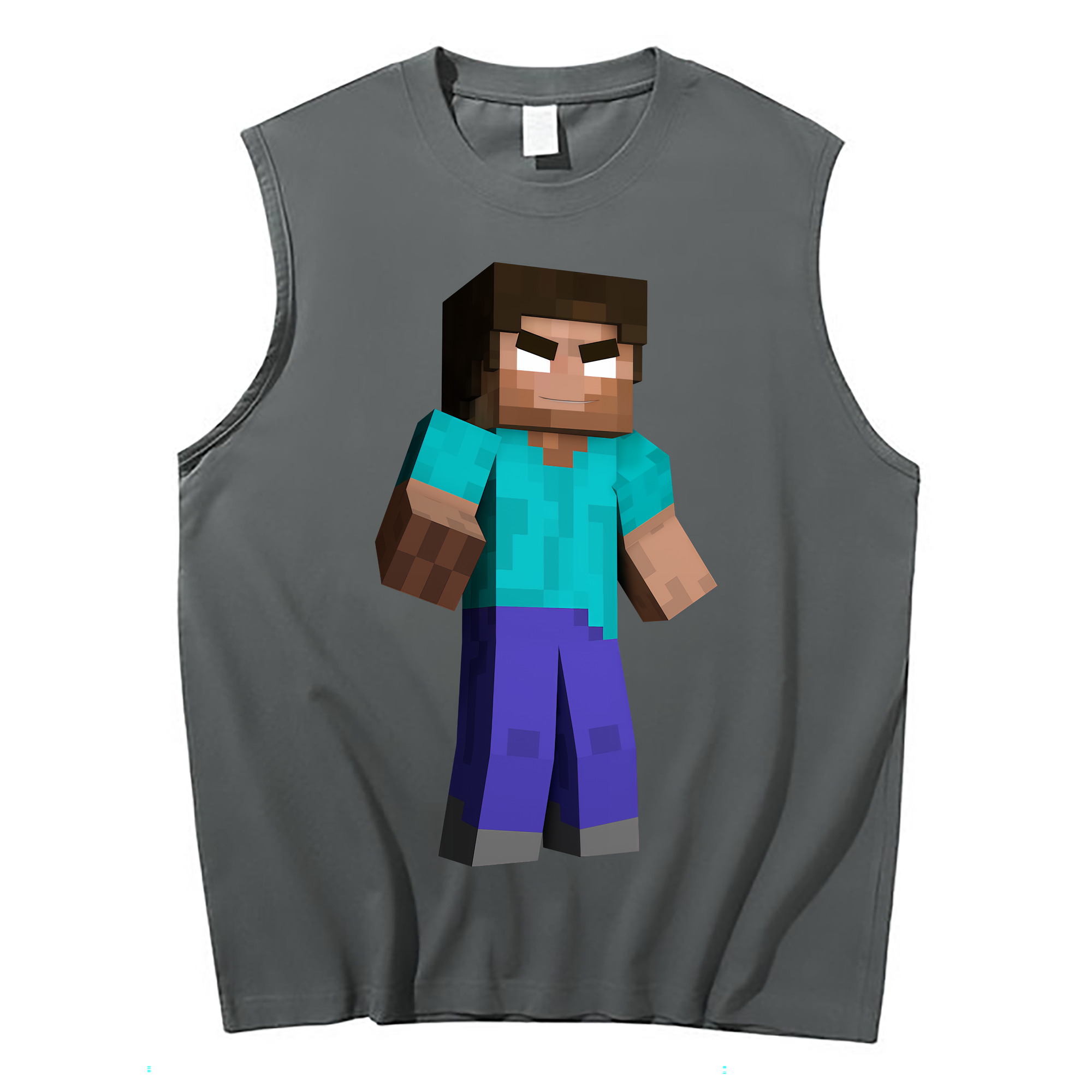 （画像用） マインクラフト ブロックの世界 Minecraft MC Block world コットン100％タンクトップ（フロントプリント）